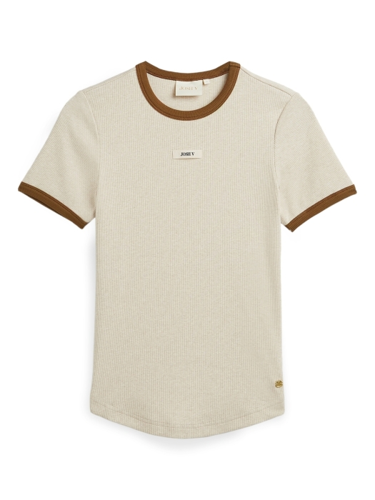 Josh V CODY slim fit T-shirt with logo 319 oat melange