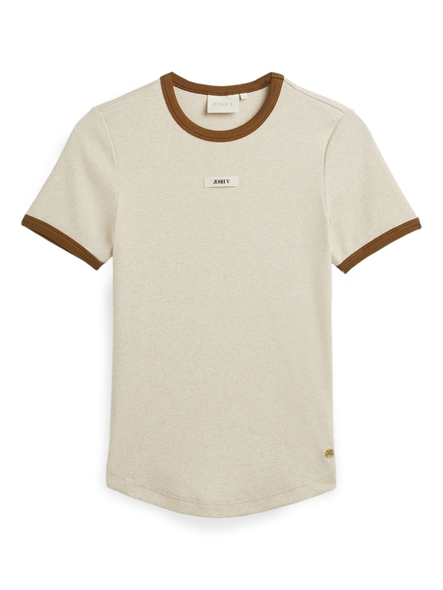 Josh V CODY slim fit T-shirt with logo 319 oat melange