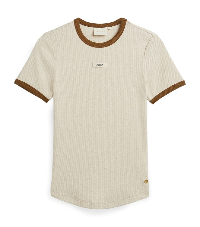Josh V CODY slim fit T-shirt with logo 319 oat melange