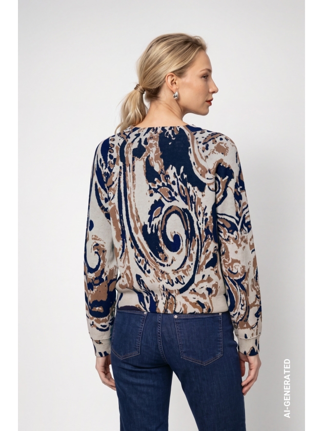 Monari Pullover 788 Classic navy gemusstert