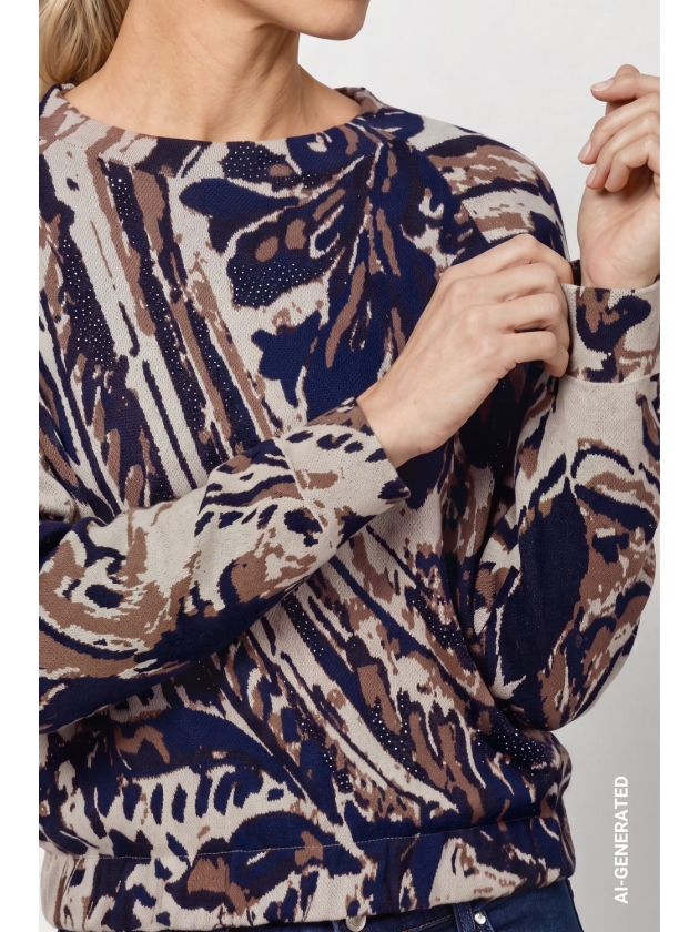 Monari Pullover 788 Classic navy gemusstert
