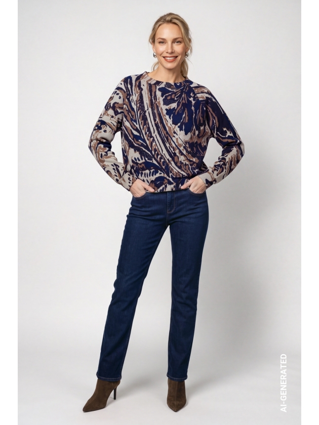 Monari Pullover 788 Classic navy gemusstert