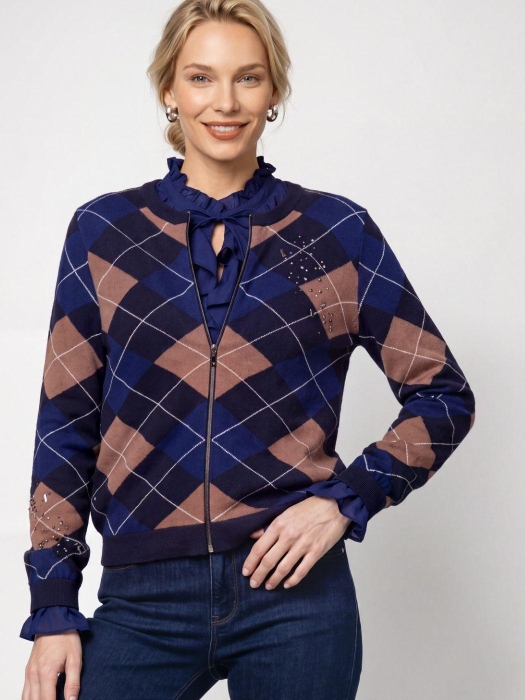 Monari Jacke 788 Classic navy gemusstert