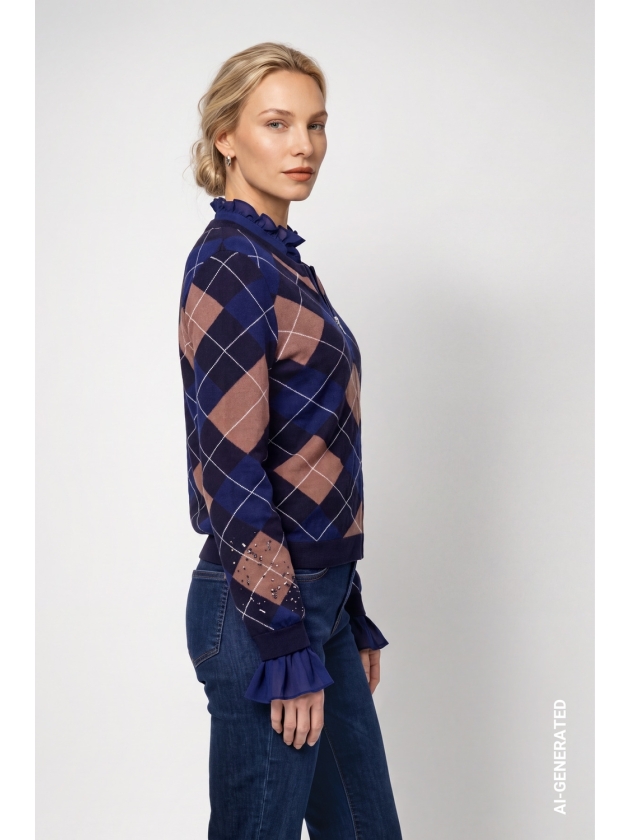 Monari Jacke 788 Classic navy gemusstert