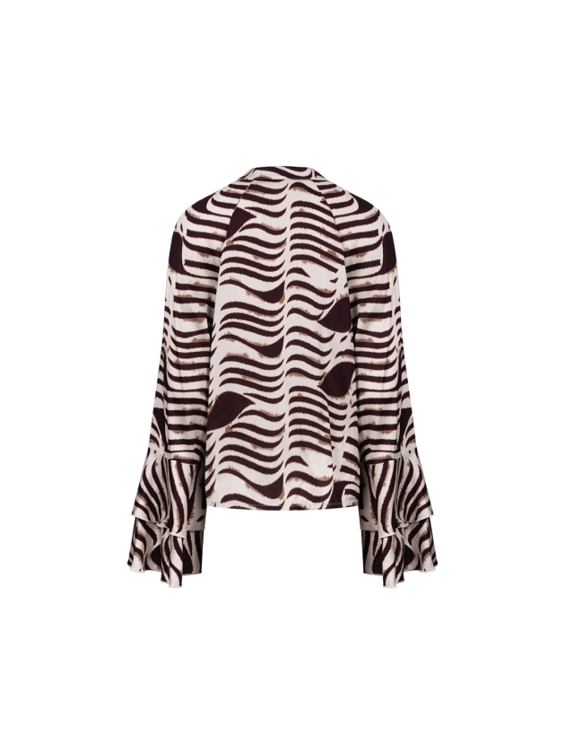 NUKUS April Blouse V-Neck Zebra 392 offwhite/cherry