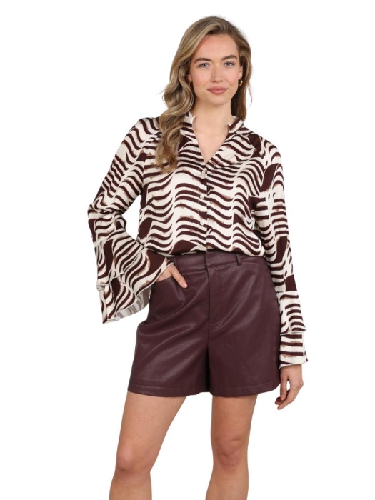 NUKUS April Blouse V-Neck Zebra 392 offwhite/cherry