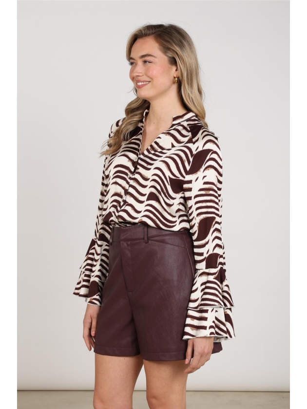 NUKUS April Blouse V-Neck Zebra 392 offwhite/cherry