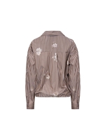 NUKUS Newport Blouse Stripe Flower 340 taupe/offwhite