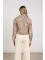 NUKUS Newport Blouse Stripe Flower 340 taupe/offwhite