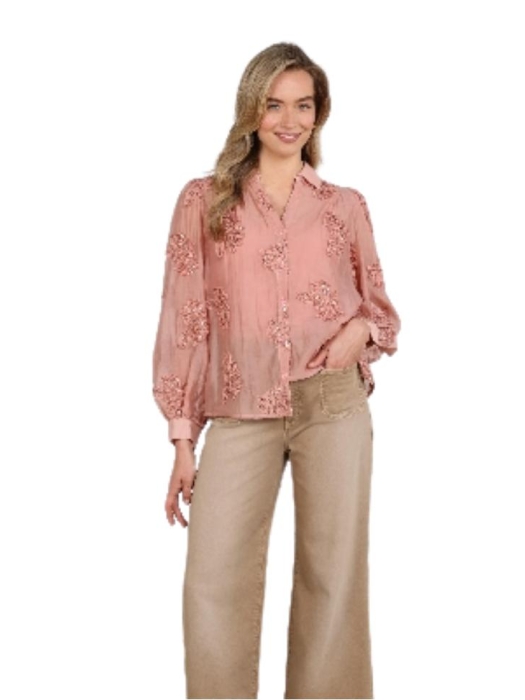 NUKUS Antonella Blouse Paillet Flower 336 rose