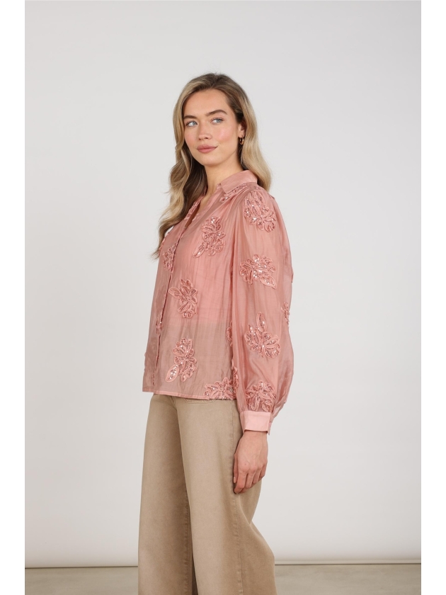 NUKUS Antonella Blouse Paillet Flower 336 rose