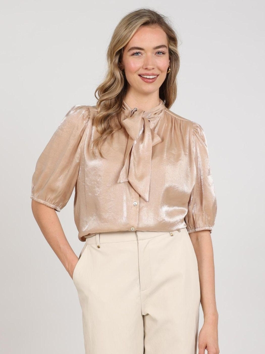 NUKUS Alberta Blouse Bow 9 sand