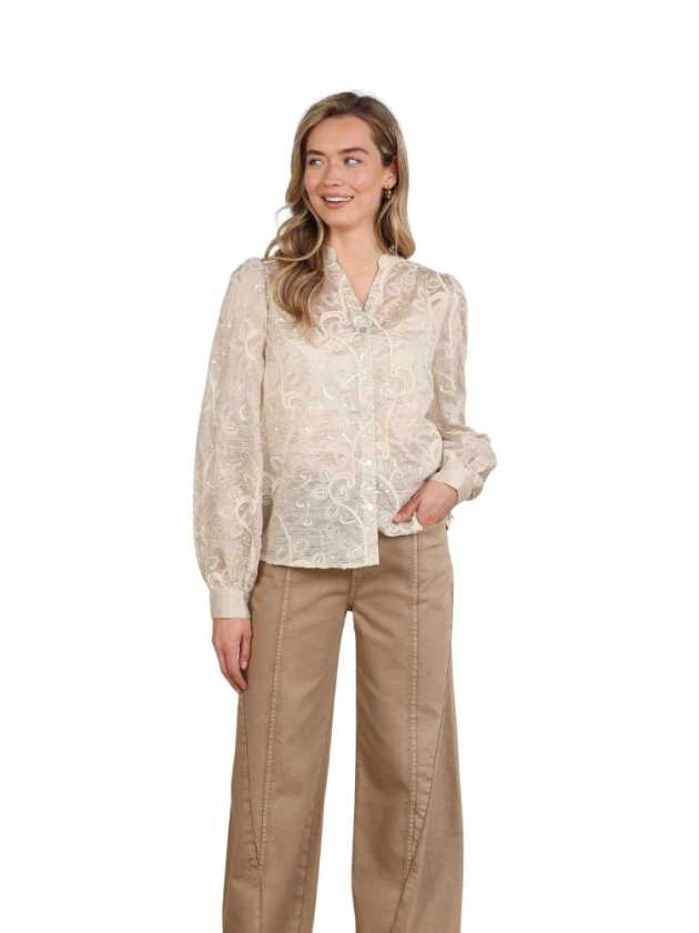 NUKUS Antonella Blouse Embroidery 9 sand