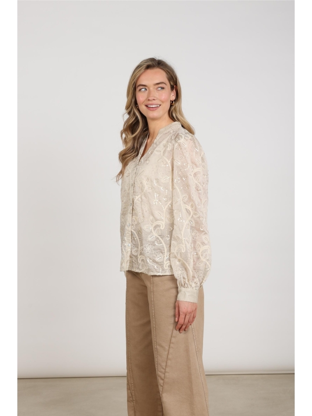 NUKUS Antonella Blouse Embroidery 9 sand