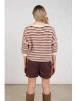 NUKUS Lucia Pullover Stripe 402 offwhite/rose