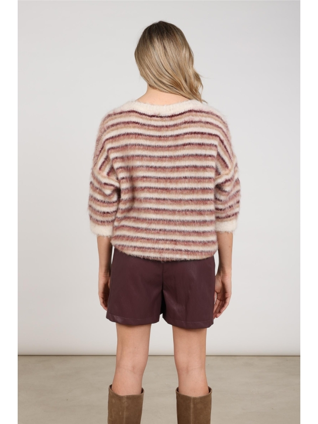 NUKUS Lucia Pullover Stripe 402 offwhite/rose