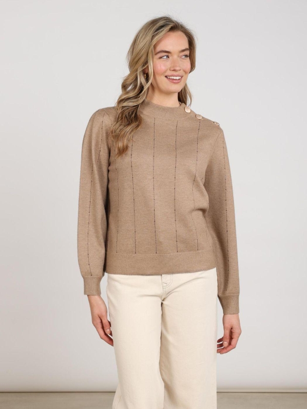 NUKUS Molly Pullover Strass 60 taupe