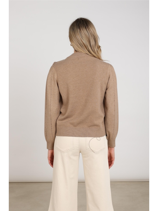 NUKUS Molly Pullover Strass 60 taupe