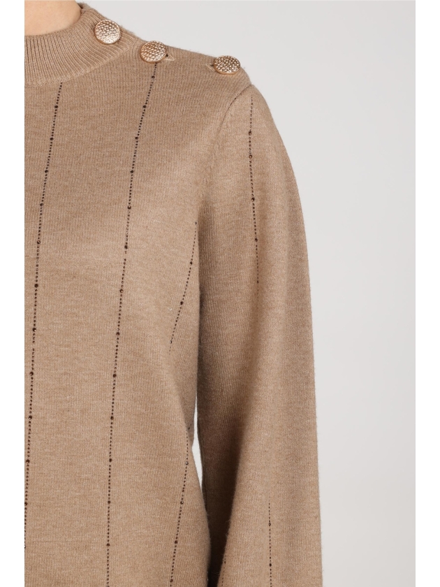 NUKUS Molly Pullover Strass 60 taupe