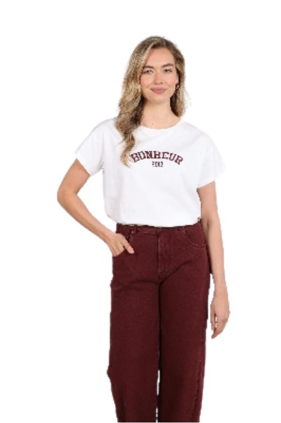 NUKUS Senna T-shirt 392 offwhite/cherry