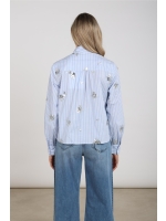 NUKUS Aliana Blouse Stripe Paillet 236 sky/offwhite