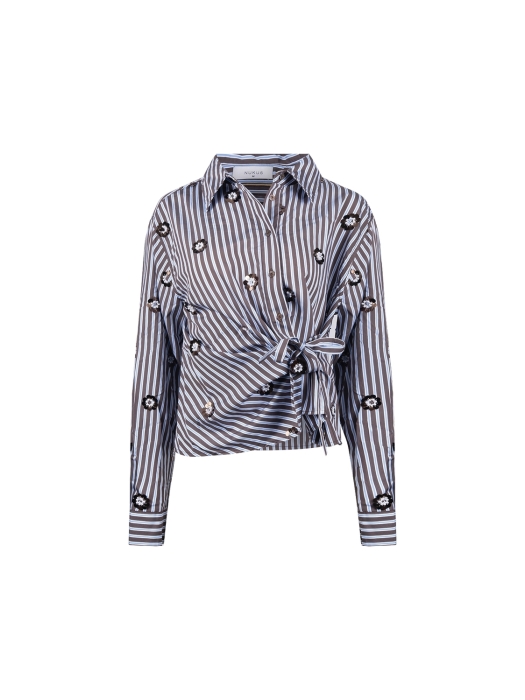 NUKUS Amy Blouse Stripe 393 chocolate/sky