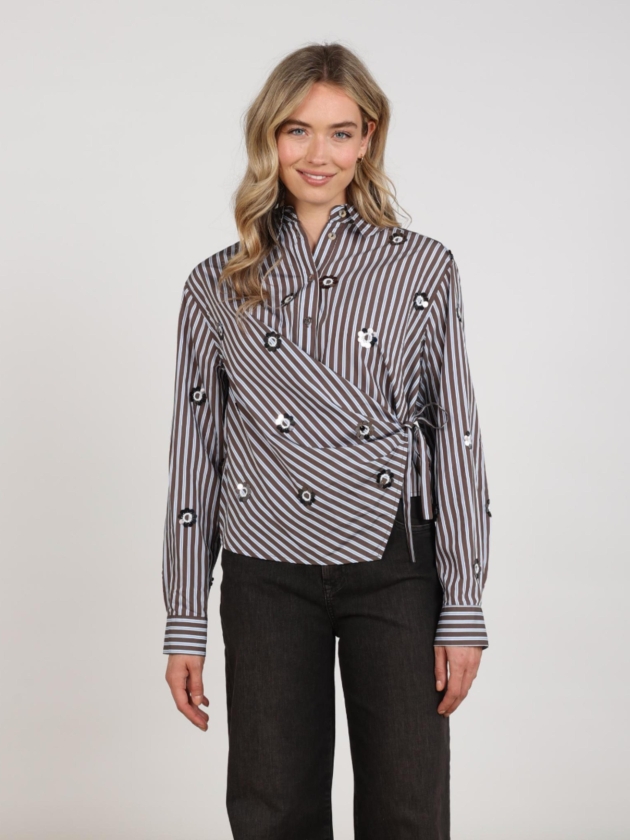 NUKUS Amy Blouse Stripe 393 chocolate/sky