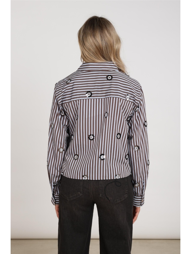 NUKUS Amy Blouse Stripe 393 chocolate/sky