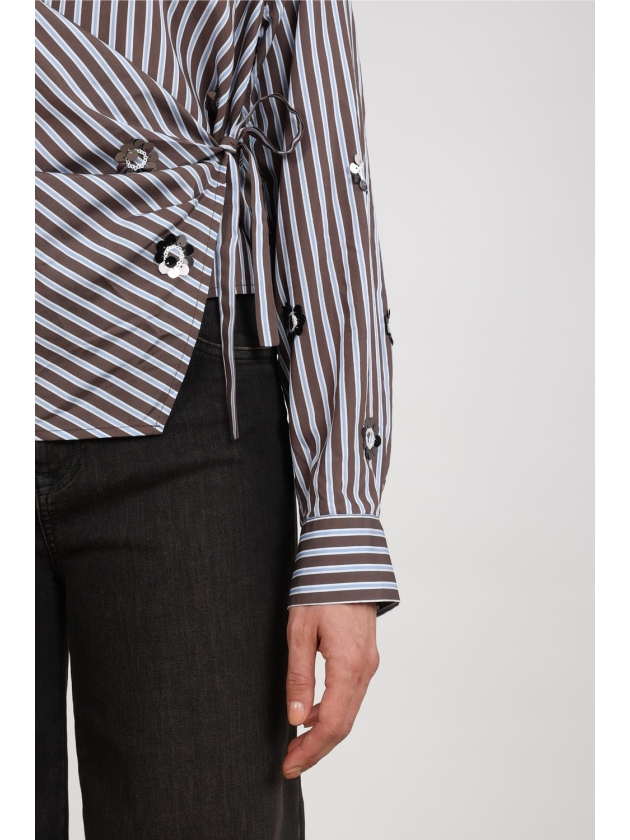 NUKUS Amy Blouse Stripe 393 chocolate/sky