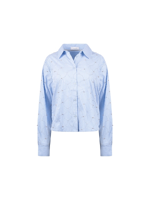 NUKUS Nowi Blouse Stripe Stones 235 offwhite/sky