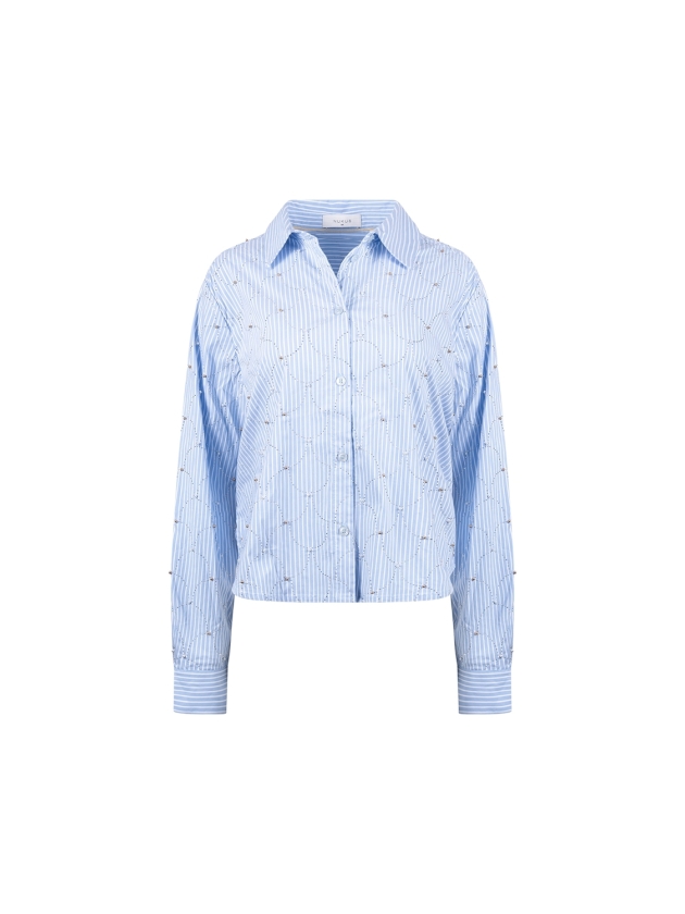 NUKUS Nowi Blouse Stripe Stones 235 offwhite/sky