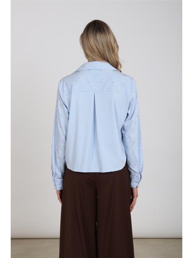 NUKUS Nowi Blouse Stripe Stones 235 offwhite/sky