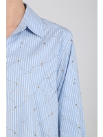 NUKUS Nowi Blouse Stripe Stones 235 offwhite/sky