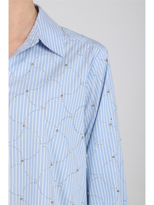 NUKUS Nowi Blouse Stripe Stones 235 offwhite/sky