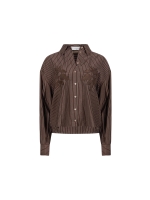 NUKUS Alice Blouse Stripes Embroidery 334 chocolate