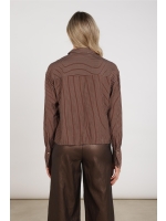 NUKUS Alice Blouse Stripes Embroidery 334 chocolate