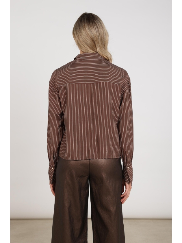NUKUS Alice Blouse Stripes Embroidery 334 chocolate