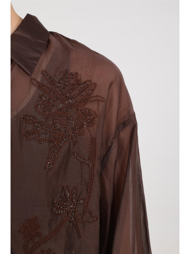 NUKUS Addie Blouse Embroidery 334 chocolate