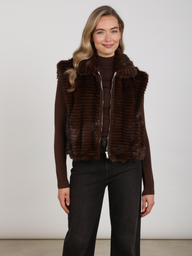 NUKUS Harriet Gilet Zipper 334 chocolate