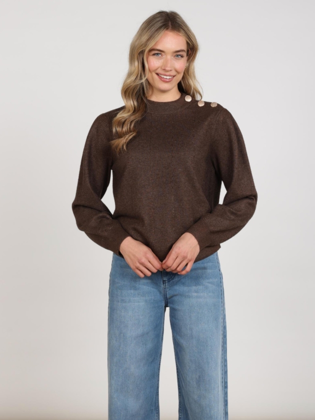 NUKUS Molly Pullover Strass 334 chocolate