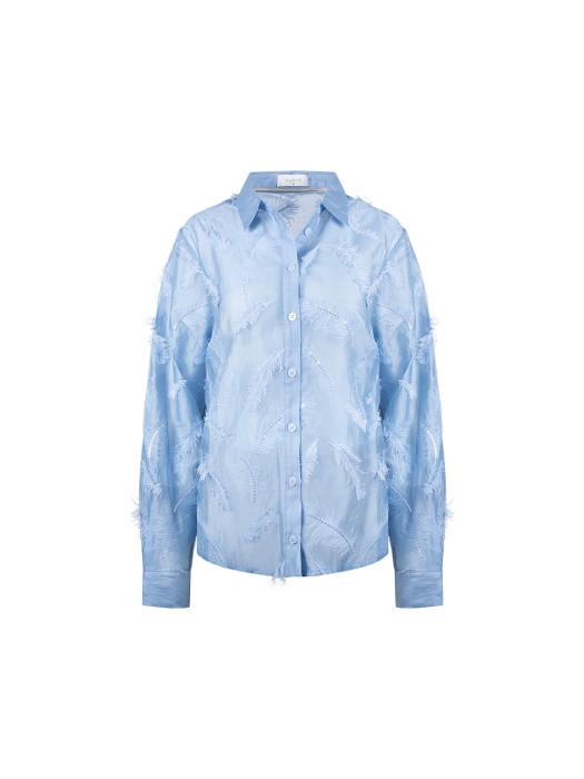 NUKUS Aysha Blouse Feathers 46 sky
