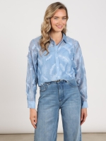 NUKUS Aysha Blouse Feathers 46 sky