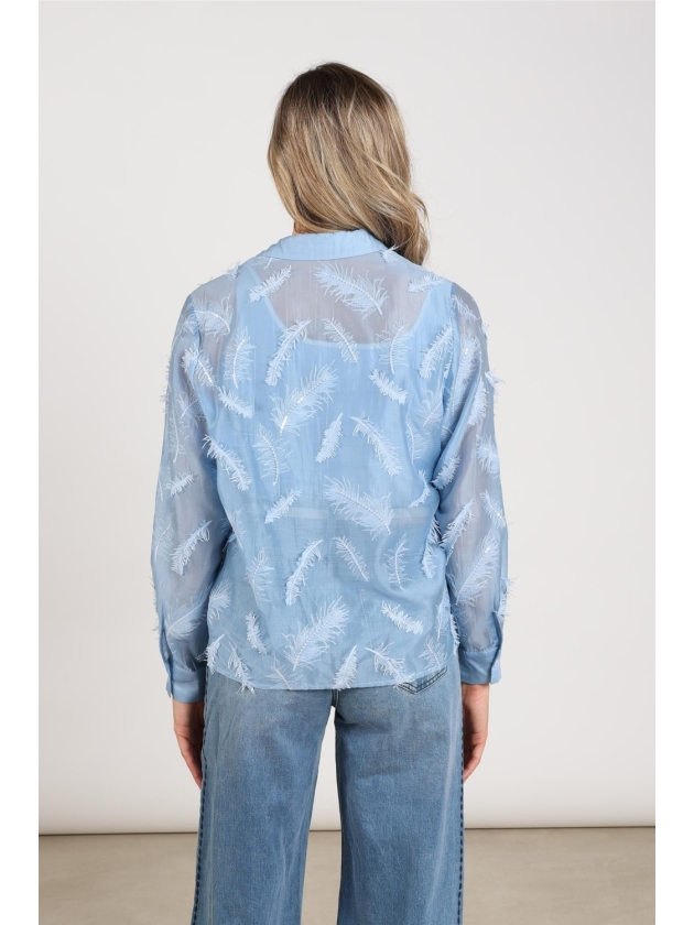 NUKUS Aysha Blouse Feathers 46 sky
