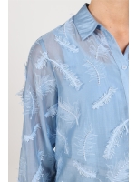 NUKUS Aysha Blouse Feathers 46 sky