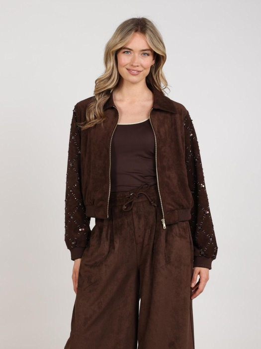 NUKUS Daisy Bomber Suede 334 chocolate