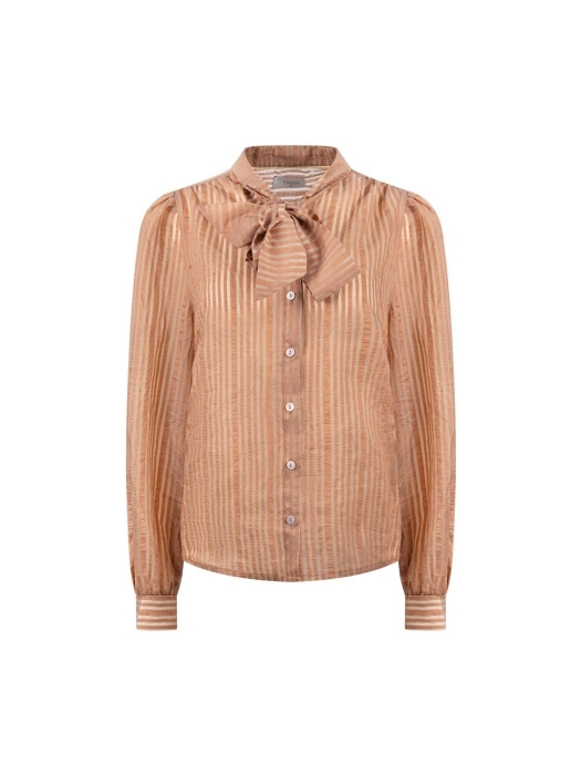 NUKUS Alberta Blouse Bow Stripe 335 toffee