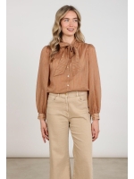 NUKUS Alberta Blouse Bow Stripe 335 toffee