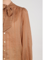 NUKUS Alberta Blouse Bow Stripe 335 toffee