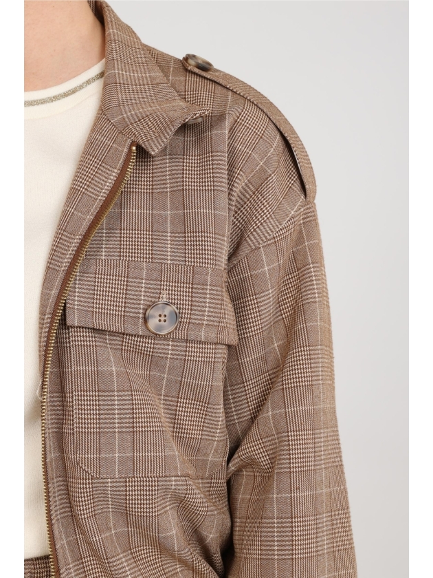 NUKUS Hope Jacket Check 335 toffee