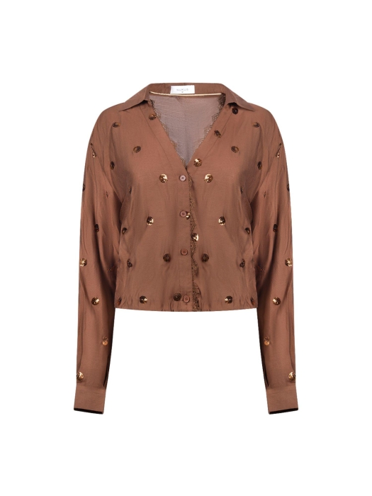 NUKUS Anika Blouse Paillet 385 espresso